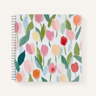 Carnet carré de tulipes joueuses et joyeux