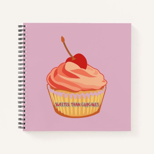 Carnet Carré rose doux plus doux que les cupcakes (Devant)