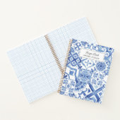 Carnet Carreaux bleus aquarelle personnalisée (Intérieur)