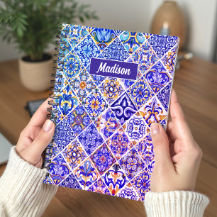 Carnet Carreaux de Talavera siciliens méditerranéens bleu