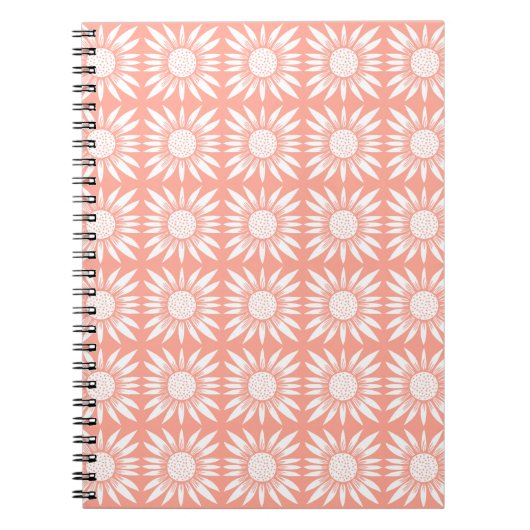 Carnet Carreaux de tournesol Motif rose blanc (Devant)