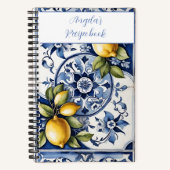 Carnet Carreaux et citrons bleu italien votre recette de  (Recto)