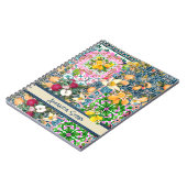 Carnet Carreaux floraux d'agrumes siciliens bleu chic (Côté gauche)