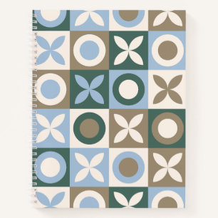 Carnet Carreaux Mosaïques Géométriques Bleus et Marrons
