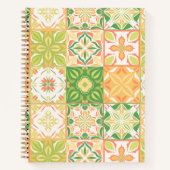 Carnet Carreaux ornés en vert et jaune (Devant)