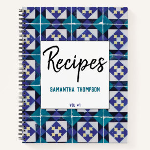 Carnet Carreaux portugais Azulejo Diamond Recettes géomét