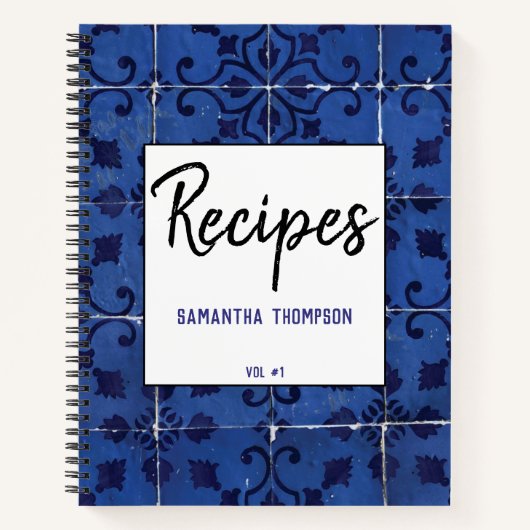 Carnet Carreaux portugais Azulejo Recettes de feuilles fl (Devant)