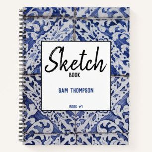 Carnet Carreaux portugais - Croquis floral blanc recette