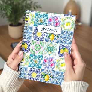 Carnet Carreaux siciliens azulejo amalfitaine bleus jaune