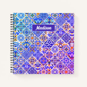 Carnet Carreaux siciliens de majolique méditerranéenne bl