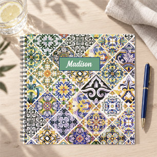 Carnet Carreaux verts méditerranéens siciliens Majolique