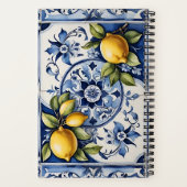 Carnet Carrelage bleu italien et citrons | votre nom (Verso)