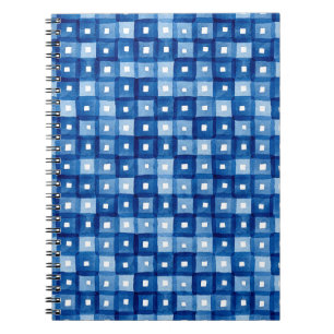 Carnet Carrés Bleus, Aquarelle Mosaïque sans joint.