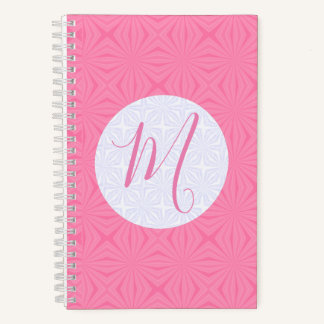 Carnet Carrés ondulés rose doux Initiale personnalisée