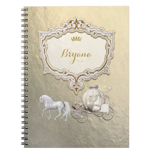 Carnet Carrosse et licorne de conte de fées de la princes (Devant)