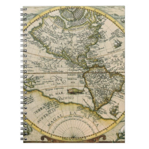 Carnet Carte Ancienne, 1596, America Sive Novus Orbis