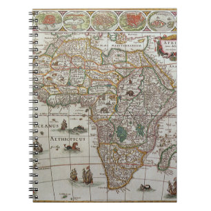 Carnet Carte antique de l'Afrique par Blaeu, vers 1635