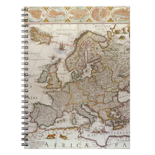 Carnet Carte antique de l'Europe par Willem Jansz Blaeu, (Devant)