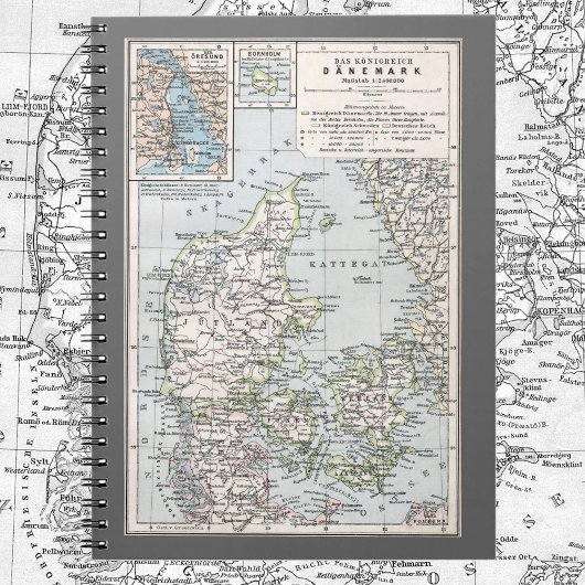 Carnet Carte antique du Danemark, Danmark en danois, 1905