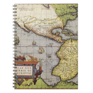 Carnet Carte antique du monde des Amériques, 1570