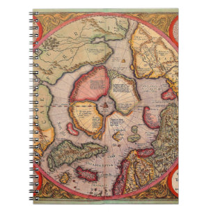 Carnet Carte antique du pôle Nord par Mercator