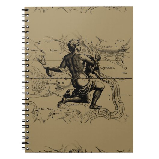 Carnet Carte Aquarius Constellation Hevelius 1690 sur Tau (Devant)