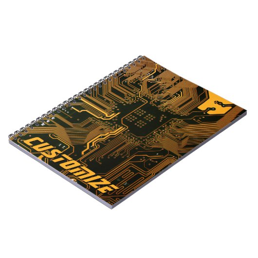 Carnet Carte circuit orange PCB personnalisée geek Out (Côté gauche)