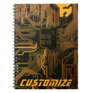 Carnet Carte circuit orange PCB personnalisée geek Out