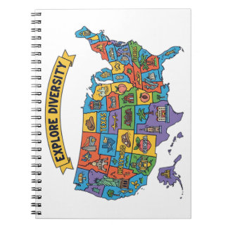 Carnet Carte colorée des États-Unis pour les voyageurs -