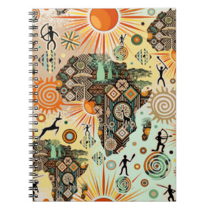 Carnet Carte d'Afrique Éléments Tribaux Décoratifs Motif