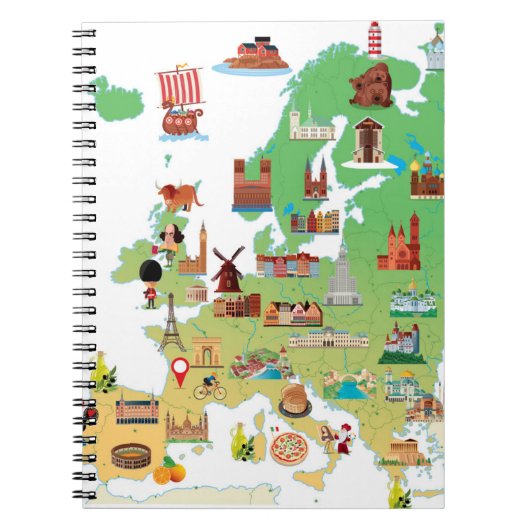 Carnet Carte de bande dessinée de l'Europe (Devant)