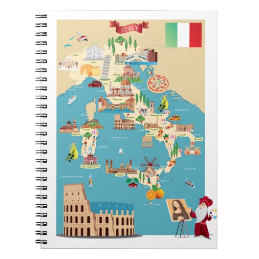 Carnet Carte de bande dessinée de l'Italie (Devant)