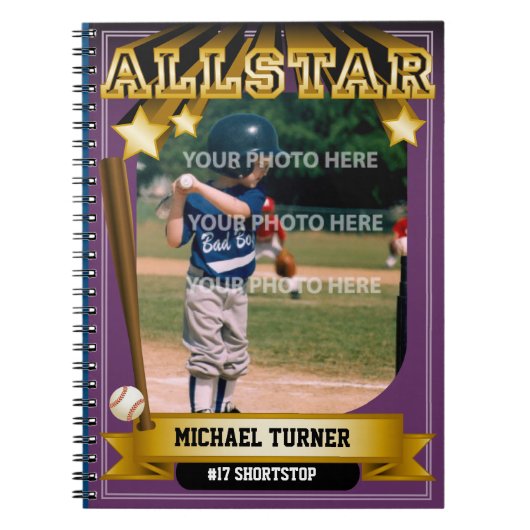 Carnet Carte de baseball violette ALLSTAR (Devant)