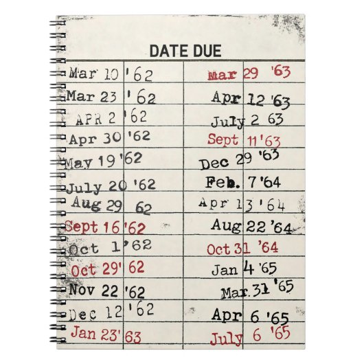 Carnet Carte de bibliothèque rétro (Devant)