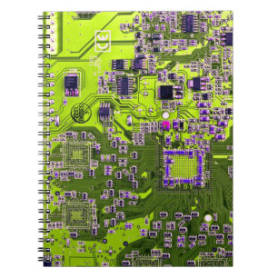 Carnet Carte de circuit Geek d'ordinateur Neon Jaune
