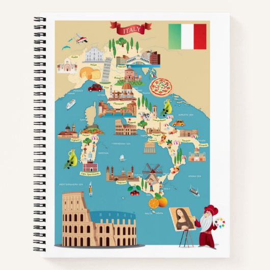 Carnet Carte de dessin de l'Italie (Devant)