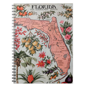 Carnet Carte de la Floride Vintage