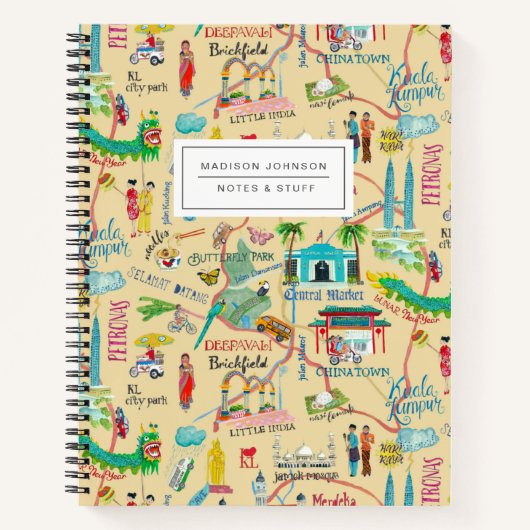 Carnet Carte de la ville jaune de Kuala Lumpur (Devant)