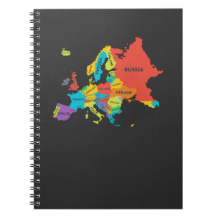 Carnet Carte de l'Europe avec les noms de pays Géographi