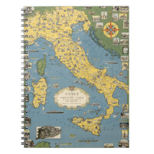Carnet Carte de l'Italie avec la ville du Vatican
