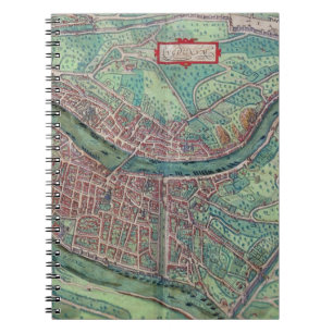 Carnet Carte de Lyon, de "Civitates Orbis Terrarum" par