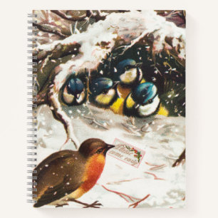 Carnet Carte de Noël vintage de l'ère victorienne, Oiseau