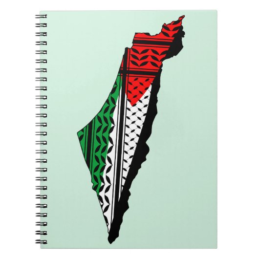 Carnet Carte de Palestine avec drapeau et Motif Keffiyeg (Devant)