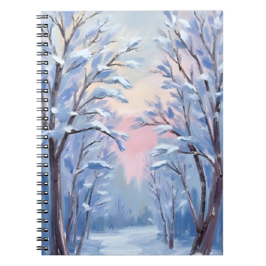 Carnet Carte de peinture à l'aquarelle de la forêt enneig (Devant)