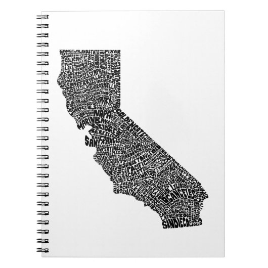Carnet Carte de typographie de la Californie (Devant)