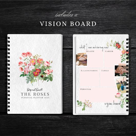 Carnet Carte de vision personnalisée Script moderne Roses