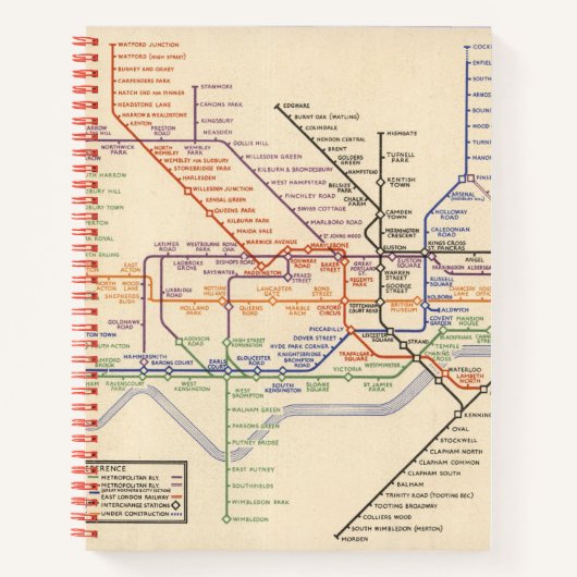 Carnet Carte des chemins de fer souterrains de Londres (Devant)