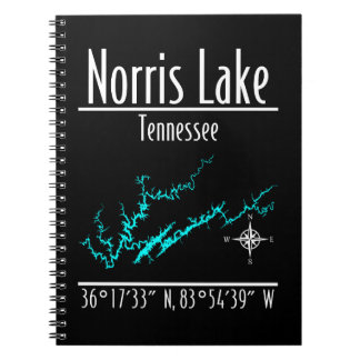 Carnet Carte des coordonnées du rivage du lac Norris Tenn