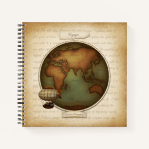Carnet Carte des hémisphères mondiaux Steampunk Atlas a