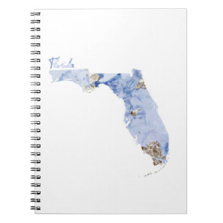 Carnet Carte d'état de la Floride de bleu et d'or